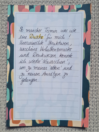 Brief einer Kundin mit persönlichen Worten nach unserer Coaching-Reise